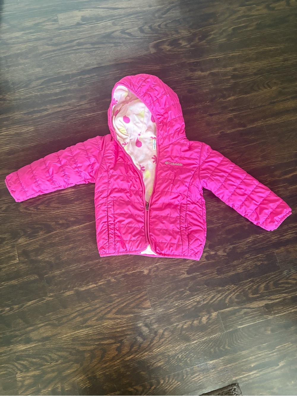 Toddler Girls Pink Columbia Reversible Winter Coat - 4T